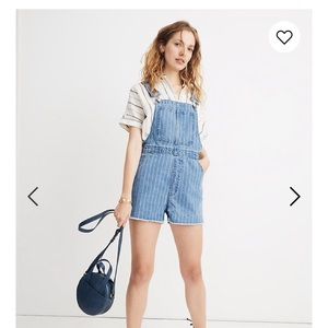 Madewell Pinyon Short Overalls in Pinstripe